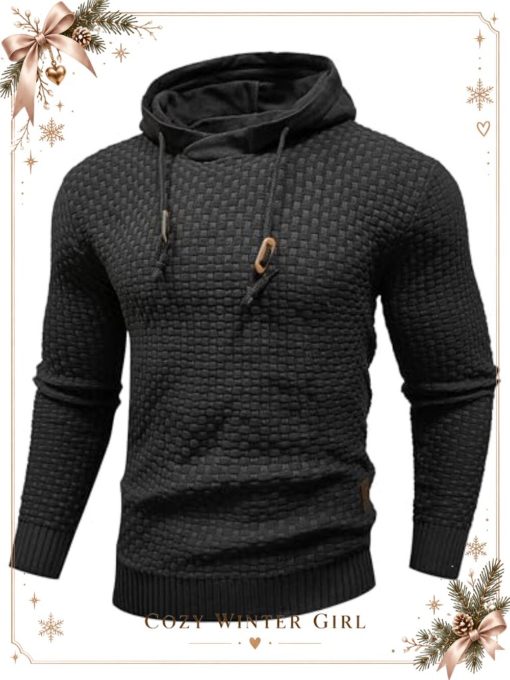Slim Fit Hooded Sweatshirt Long Sleeve Knitted Pullover Sweater